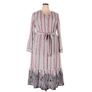 Lane Bryant Paisley Print Long Sleeve Lightweight Pockets Maxi Dress Size 20 NWT